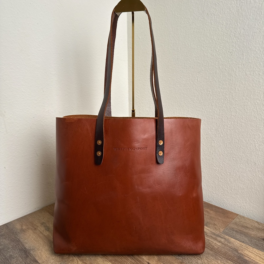 Whipping Post Leather Western Tote Bag Brown Cognac Built in Texas USA Large